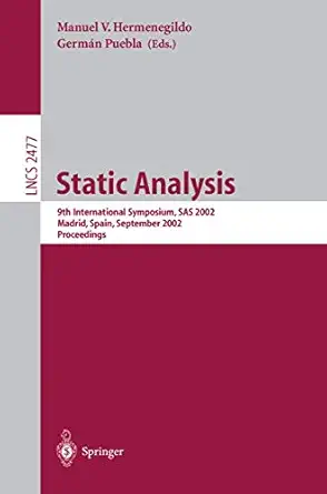 static analysis 1st edition manuel hermenegildo ,german puebla 3540442359, 978-3540442356