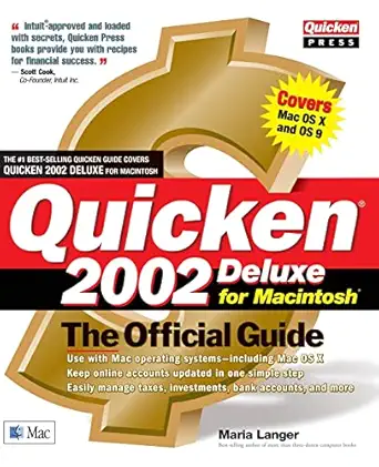 quicken 2002 deluxe for macintosh the official guide 1st edition maria langer 0072193891, 978-0072193893