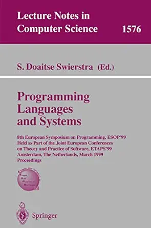 programming languages and systems 8th european symposium on programming esop99 held as part of the joint