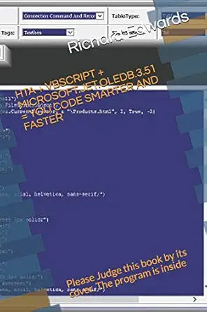 hta + vbscript + microsoft jet oledb 3 51 you code smarter and faster please judge this book by its cover the