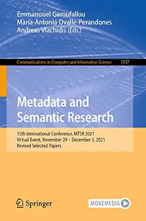 metadata and semantic research 15th international conference mtsr 2021 virtual event november 29 a december 3