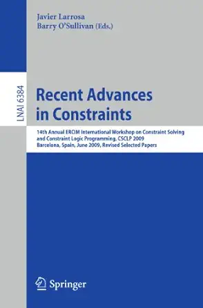 recent advances in constraints 14th annual ercim international workshop on constraint solving and constraint