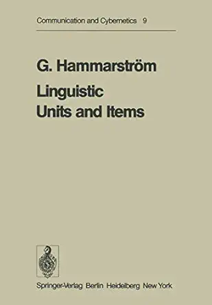 linguistic units and items 1st edition g hammarstra m 3642661254, 978-3642661259