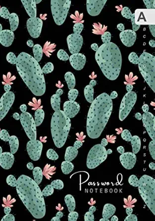 password notebook a5 internet login journal medium with alphabetical tabs cactus with flower design black 1st