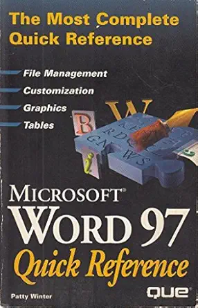 microsoft word 97 quick reference 1st edition patty winter 0789712113, 978-0789712110