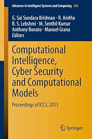 computational intelligence cyber security and computational models proceedings of icc3 2013 1st edition g sai