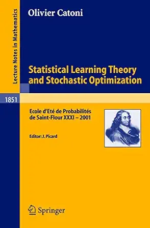 statistical learning theory and stochastic optimization ecole deta de probabilitas de saint flour xxxi 2001
