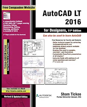 autocad lt 2016 for designers 1st edition prof sham tickoo purdue univ 1942689292, 978-1942689294