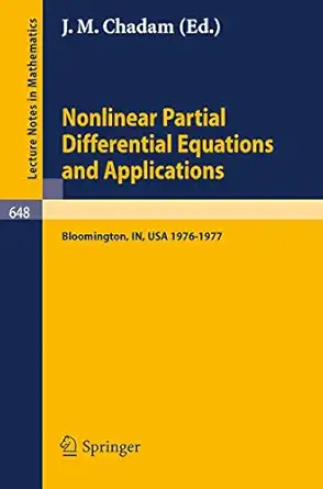 nonlinear partial differential equations and applications proceedings of a special seminar held at indiana