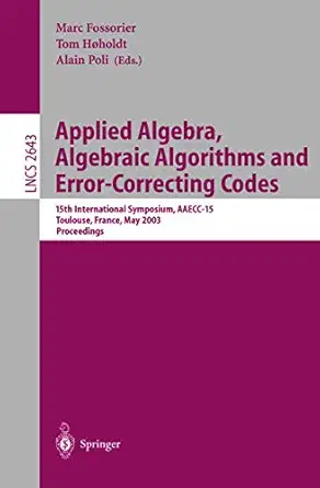 applied algebra algebraic algorithms and error correcting codes 15th international symposium aaecc 15