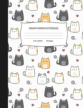 graph paper notebook grid paper notebook quad ruled graphing paper book cute kawaii cats 1st edition nova