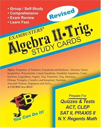 aces algebra 2 trig exambusters study cards 1st edition ace academics inc 1881374890, 978-1881374893