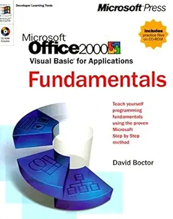 microsoft office 2000 visual basic for applications fundamentals 1st edition david boctor 0735605947,