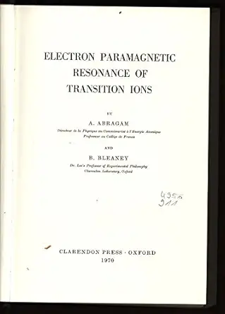 electron paramagnetic resonance of transition ions 1st edition anatole abragam 0198512503, 978-0198512509