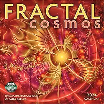 fractal cosmos 2024 wall calendar the mathematical art of alice kelley 12 x 24 open amber lotus publishing