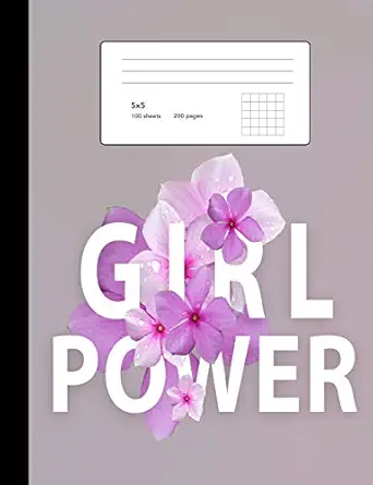 graph paper notebook girl power quad ruled 5x5 square grid paper 132 pages 66 sheets composition book 7 44 x