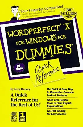 wordperfect 8 for windows for dummies quick reference 1st edition greg harvey 0764501593, 978-0764501593