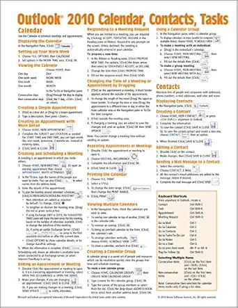 microsoft outlook 2010 calendar contacts tasks quick reference guide 1st edition beezix inc ,beezix inc