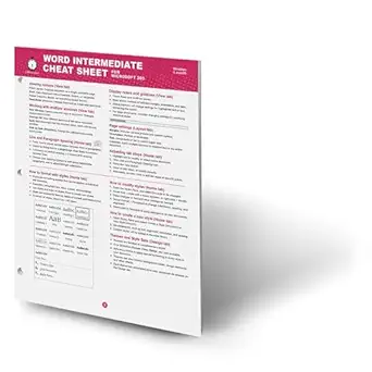 word intermediate cheat sheet for microsoft 365 formatting mailings references tables collaboration security