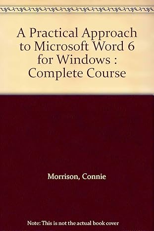 microsoft word 6 for windows 1st edition connie morrison 0538712805, 978-0538712804