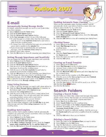 microsoft outlook 2007 advanced quick source reference guide 1st edition quick source 1932104712,