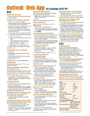 microsoft outlook web app for exchange 2010 sp1 quick reference guide 1st edition beezix inc 1936220377,
