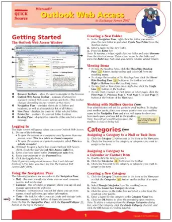 microsoft outlook web access in exchange server 2007 quick source reference guide 1st edition quick source