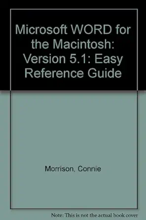 microsoft word 5 1/macintosh easy reference guide 1st edition connie morrison 0538626763, 978-0538626767
