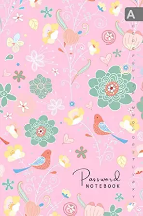 password notebook 6x9 internet login journal medium with alphabetical tabs large print pastel bird floral