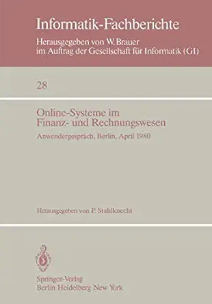 online systeme im finanz und rechnungswesen anwendergespra ch berlin 29 a 30 april 1980 1st edition p