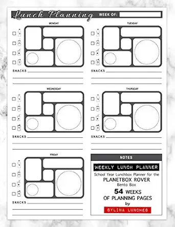 weekly lunch planner school year lunchbox planner for the planetbox rover bento box 54 weeks of planning