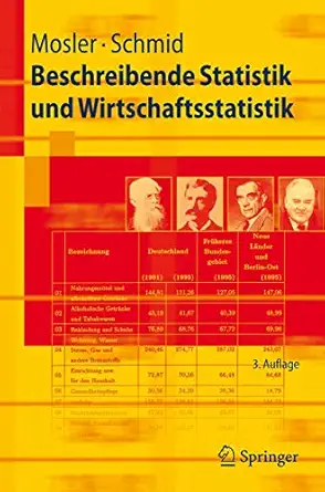beschreibende statistik und wirtschaftsstatistik 1st edition karl mosler ,friedrich schmid 3540374582,