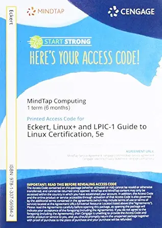 mindtap for eckerts linux+ and lpic 1 guide to linux certification 1 term printed access card 1st edition