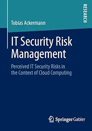 it security risk management perceived it security risks in the context of cloud computing 1st edition tobias