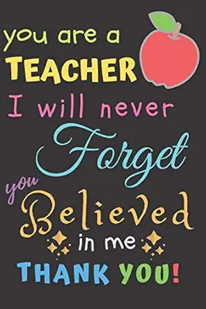 you are a teacher i will never forget you believed in me thank you teacher notebook gift teacher gift