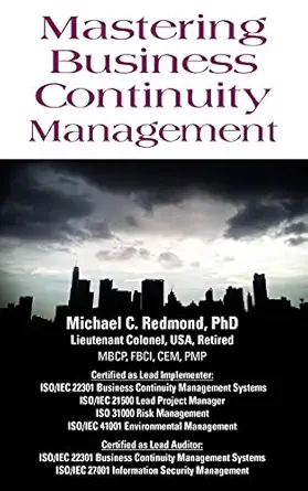 mastering business continuity management 1st edition dr michael c redmond phd 163491421x, 978-1634914215