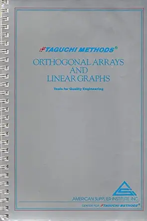 taguchi methods orthogonal arrays and linear graphs tools for quality engineering 1st edition gen\\\\\\\'ichi