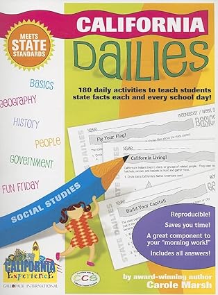 california dailies 180 daily activities to teach students state facts each and every day 1st edition carole