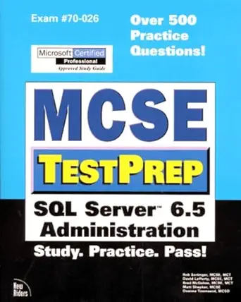 mcse testprep sql server 6 5 administration 1st edition sean baird ,rob scrimger ,david lafferty ,brad
