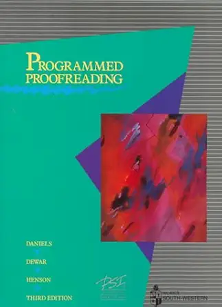 programmed proofreading 1st edition h frances daniels 053870392x, 978-0538703925