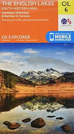 lake district os explorer map ol6 the english lakes south western area coniston ulverston and barrow in