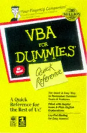 vba for dummies quick reference 1st edition paul litwin 0764502506, 978-0764502507