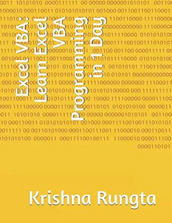excel vba learn excel vba programming in 1 day 1st edition krishna rungta 1719849366, 978-1719849364