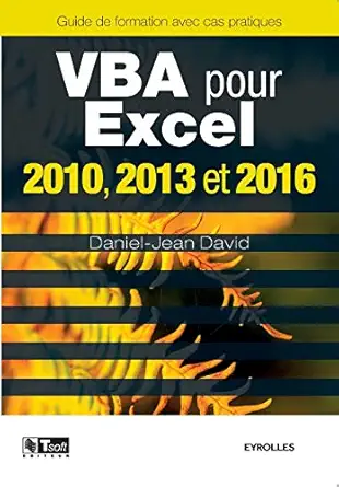 vba pour excel 2010 2013 et 2016 1st edition daniel jean david 2212144571, 978-2212144574