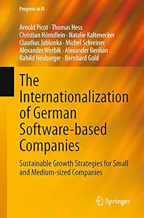 the internationalization of german software based companies sustainable growth strategies for small and
