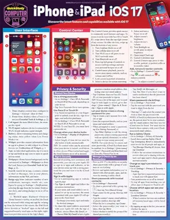 iphone and ipad ios 17 a quickstudy laminated reference guide 1st edition jennifer kepler 1423250524,