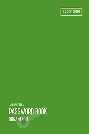 password book large print 6x9 password organizer with tabs printed alphabetical smart green design 1st