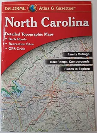 north carolina atlas and gazetteer 1st edition delorme 0899334458, 978-0899334455