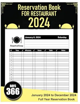 reservation book for restaurant 365 day dated table reservation log book full year daily customers dinner