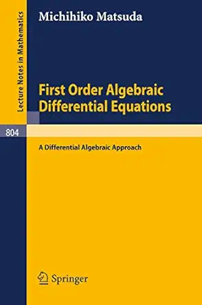 first order algebraic differential equations a differential algebraic approach 1st edition m matsuda
